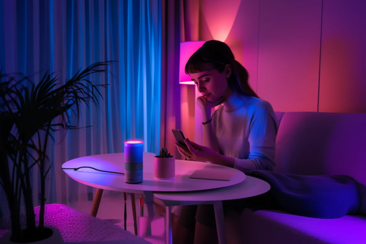 dark lightning in home for relaxing at nightssilent girl