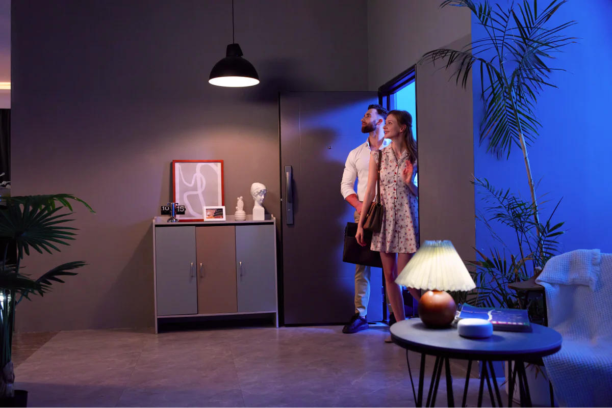 dark lightning in home for relaxing at nightswatching couple
