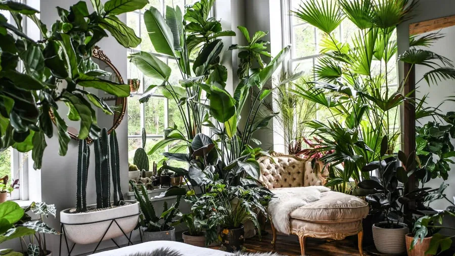 fantastic house with green plants