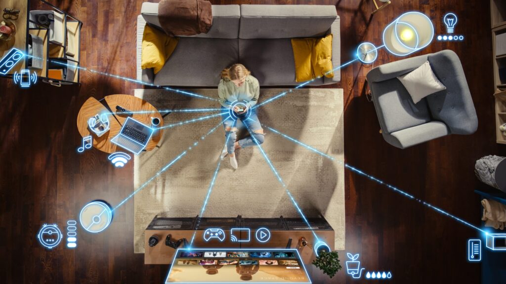 Top,View,Of,Caucasian,Woman,In,The,Loft,Apartment,SittingEasy Smart Home Setup